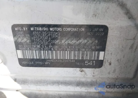 2020 Mitsubishi Outlander Es from USA, damaged, VIN JA4AD2A39LZ047549